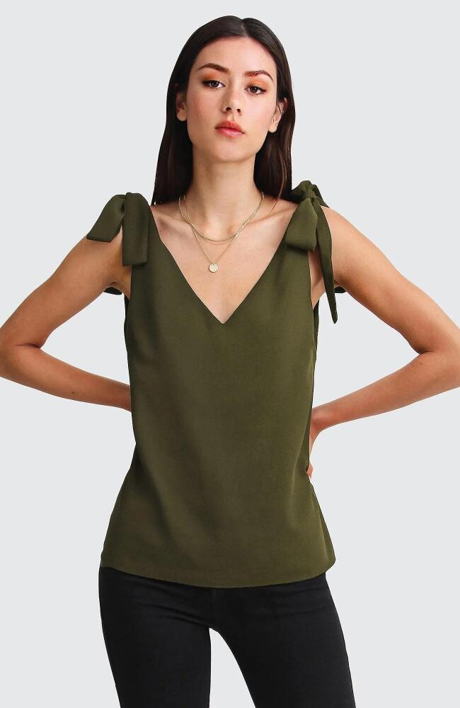 Belle & Bloom Feel For You V-Neck Top in Military Cover