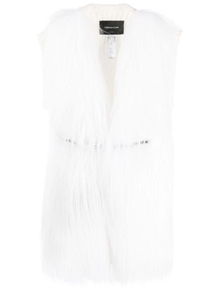 Fabiana Filippi panelled faux-fur gilet - White Cover