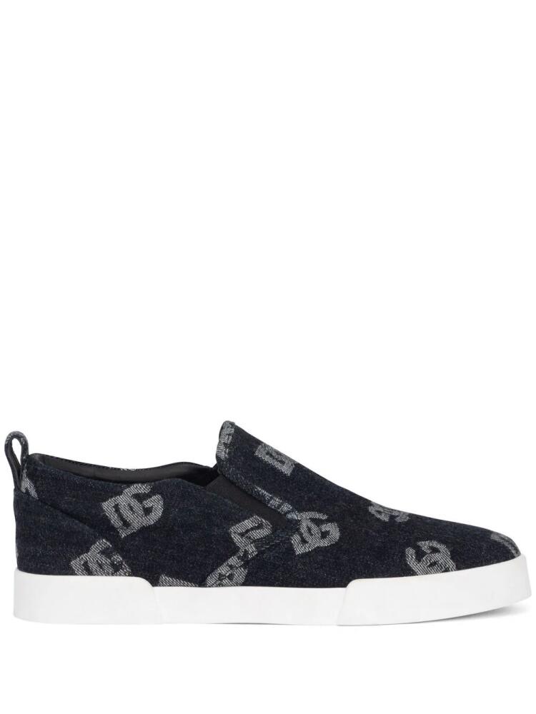 Dolce & Gabbana monogram jacquard slip-on sneakers - Blue Cover