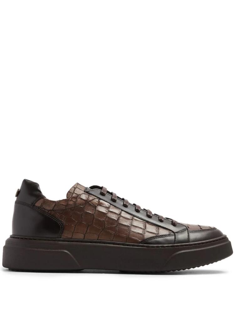 Barrett crocodile-effect leather sneakers - Brown Cover