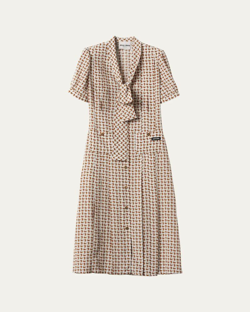 Miu Miu Paisley Print Shirtdress with Tie Neck Cover