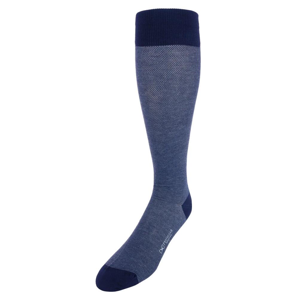 Trafalgar Noah Nail head Design Over The Calf Mercerized Cotton Socks in Navy And Light Blue Cover