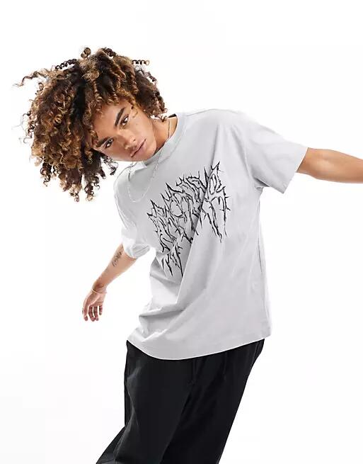 Weekday oversized T-shirt with dreamer graphic print in gray Cover