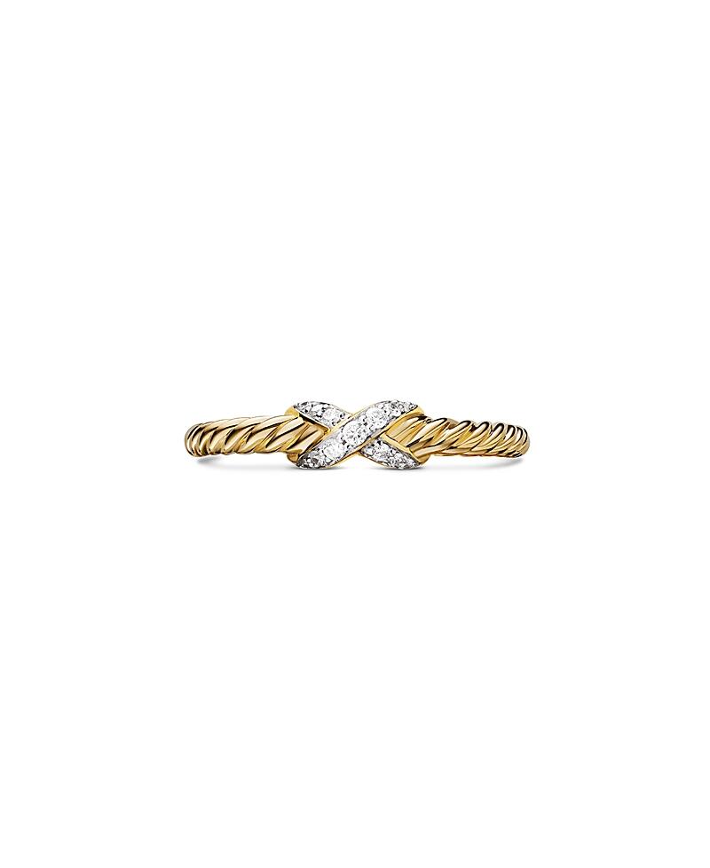 David Yurman 18K Yellow Gold Petite X Ring with Diamonds Cover