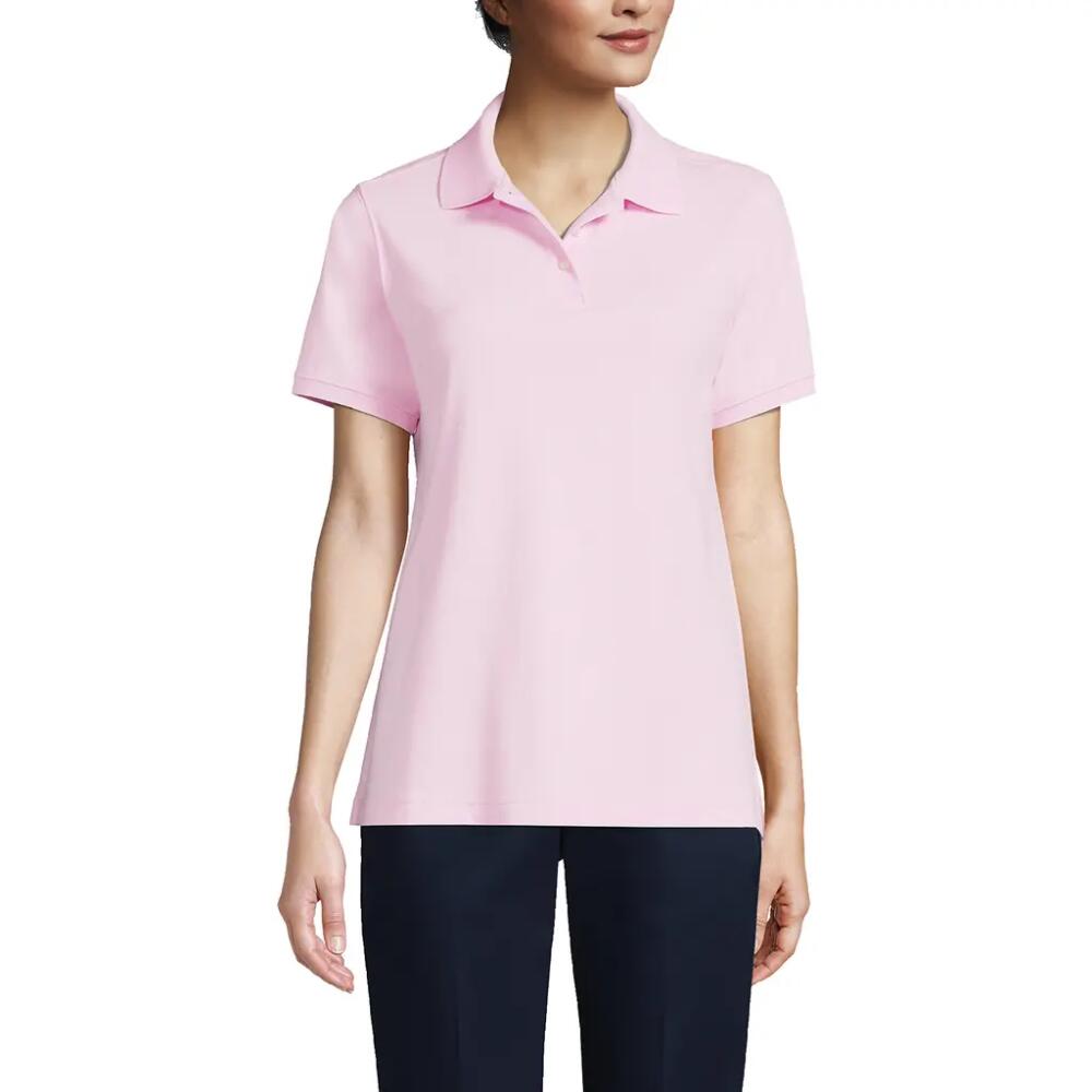 Lands' End School Uniform Short Sleeve Interlock Polo Shirt in Ice Pink Cover