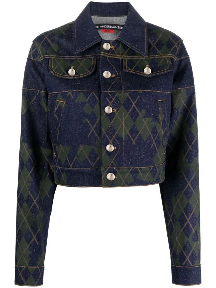 Andersson Bell argyle-pattern cotton denim jacket - Blue Cover