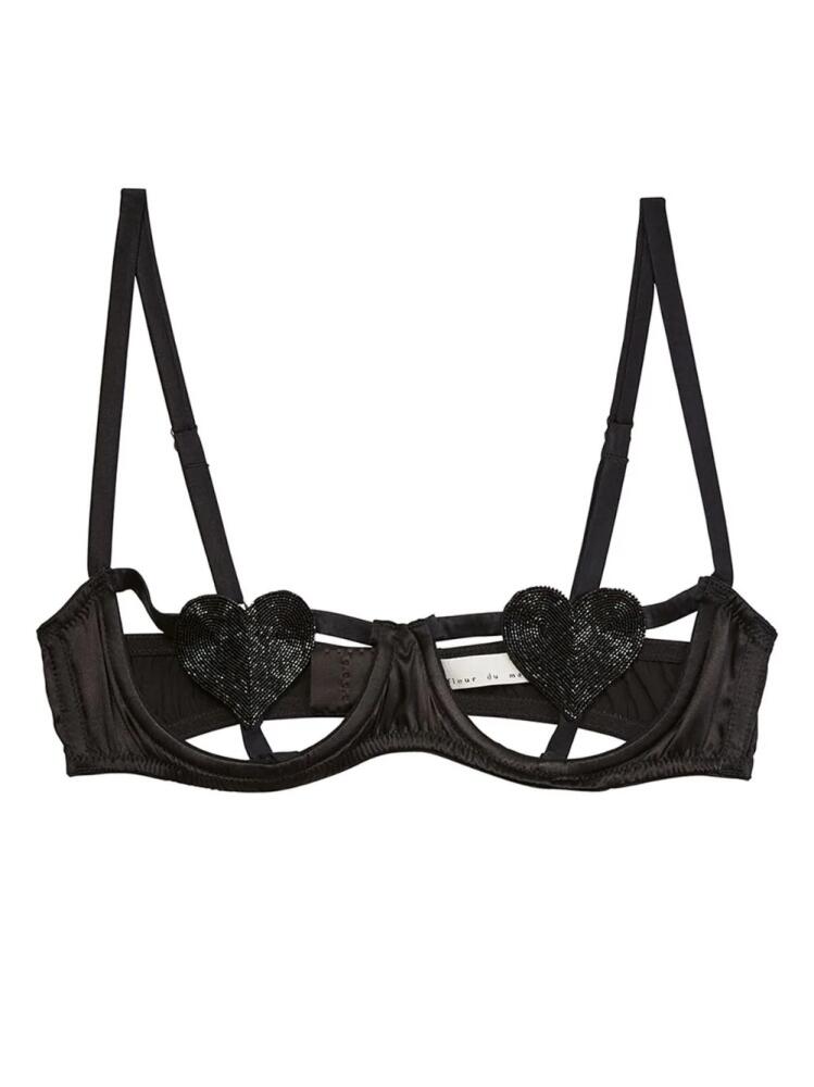 Fleur Du Mal Queen Of Hearts Ouvert balconette bra - Black Cover