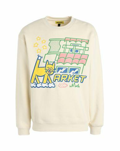 Market Feline Society Crewneck Sweatshirt Man Sweatshirt Ivory Cotton Cover