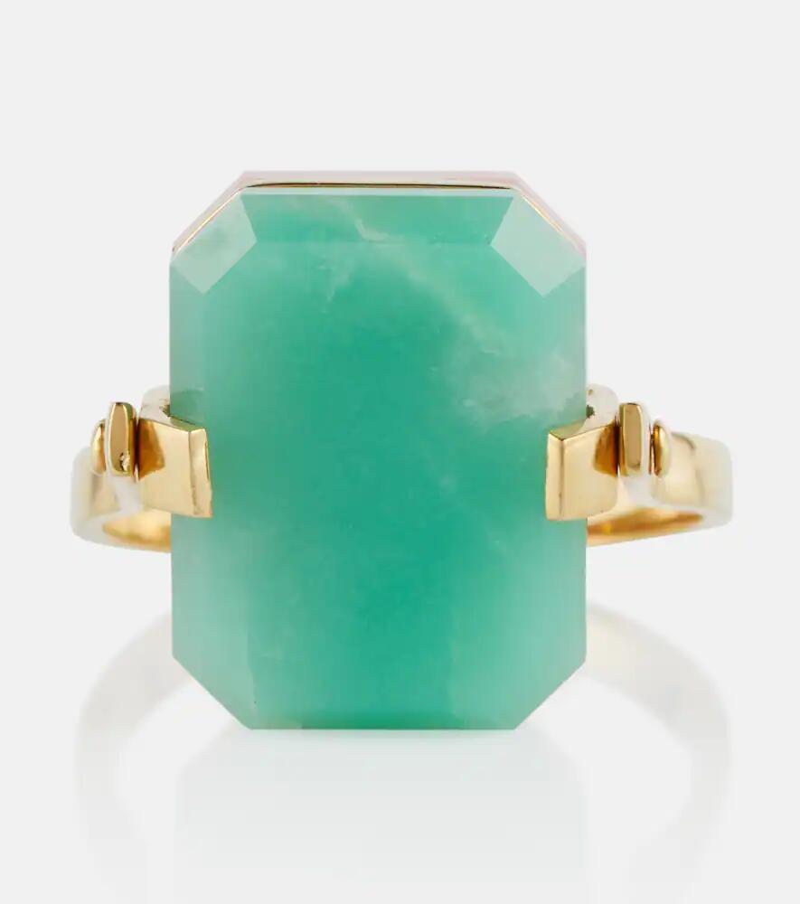 Aliita Deco Sandwich 9kt yellow gold ring with opal and chrysoprase Cover