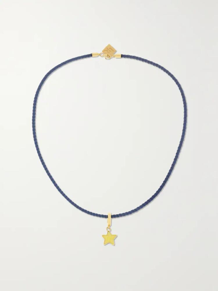 Lauren Rubinski - 14-karat Gold, Enamel And Leather Necklace - Blue Cover