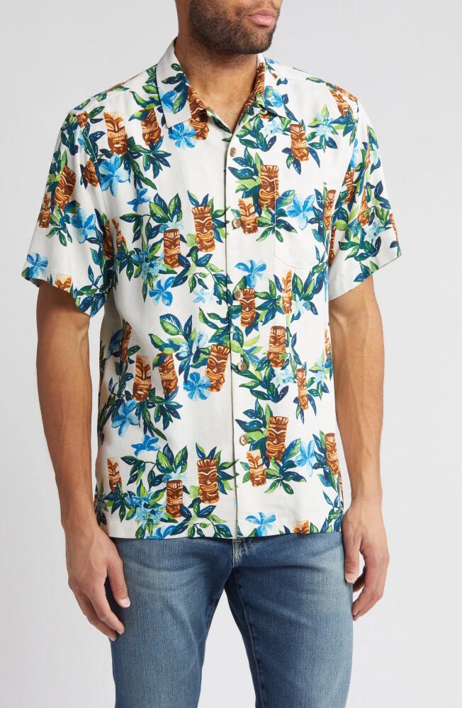 Tommy Bahama Tiki Tumble Silk Short Sleeve Button-Up Shirt in Continental Cover