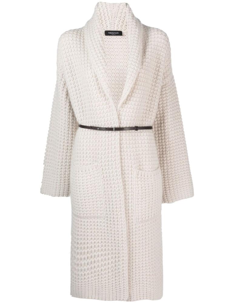 Fabiana Filippi waffle-knit belted cardi-coat - White Cover