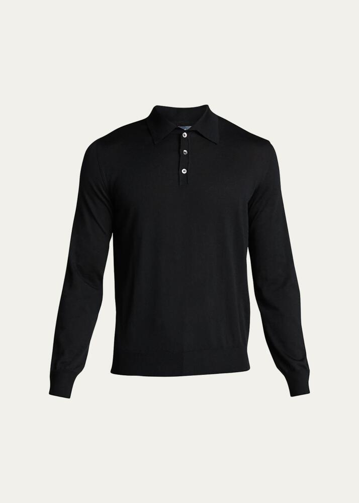 Bergdorf Goodman Long-Sleeve Cashmere Polo Sweater Cover