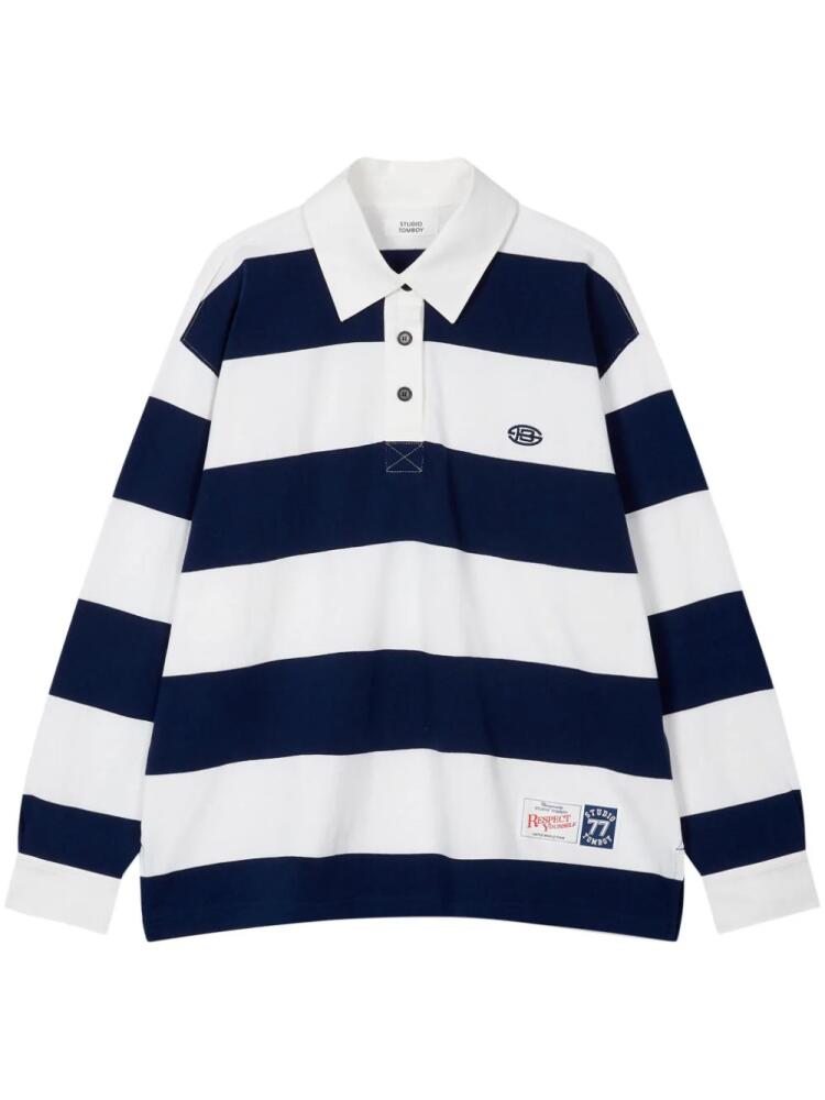 STUDIO TOMBOY long-sleeved striped polo top - Blue Cover