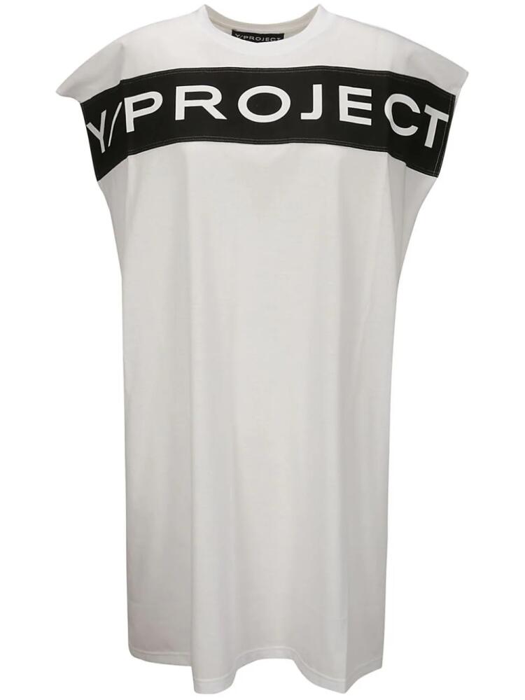 Y/Project logo-print cotton dress - White Cover