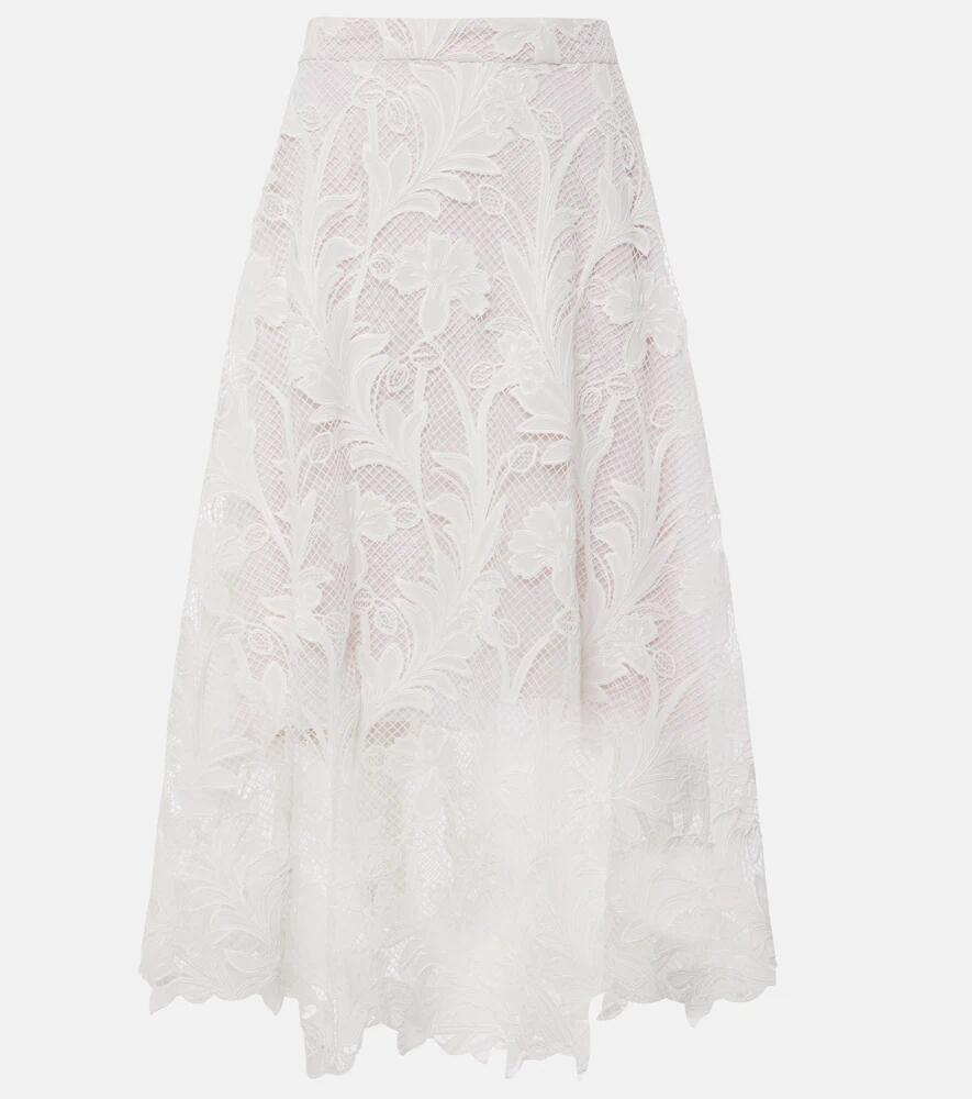 Oscar de la Renta Floral guipure lace midi skirt Cover