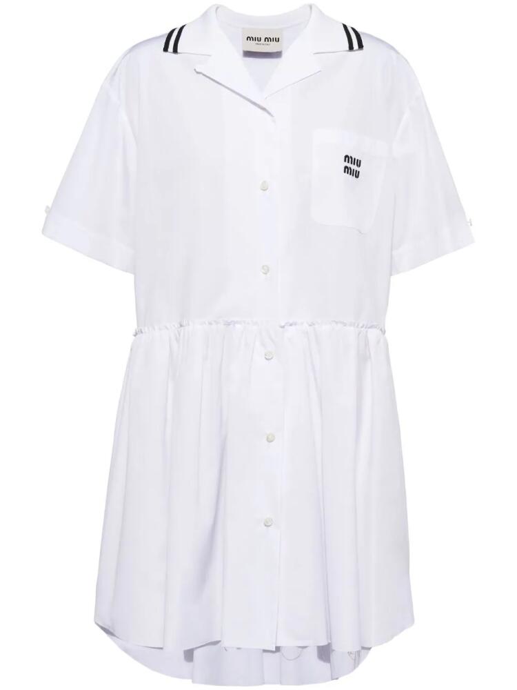 Miu Miu logo-print poplin minidress - White Cover