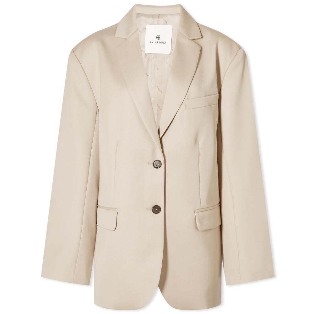 Anine Bing Women's Quinn Blazer in Taupe Cover