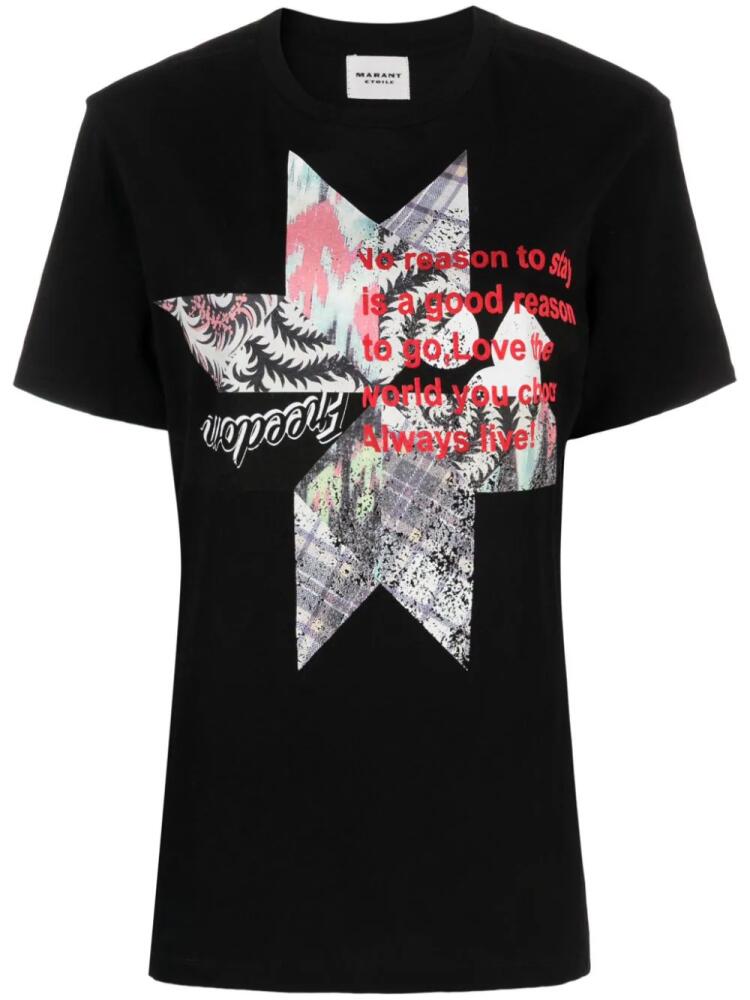 MARANT ÉTOILE Zewel graphic-print cotton T-shirt - Black Cover