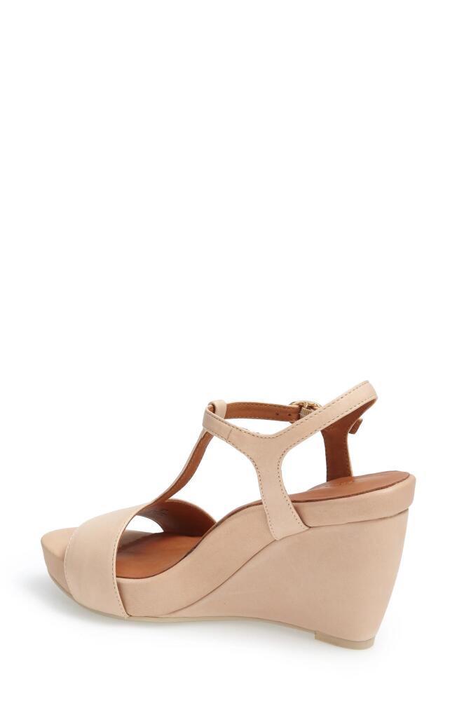 L'Amour des Pieds Idelle T-Strap Wedge Sandal in Nude Nappa Cover