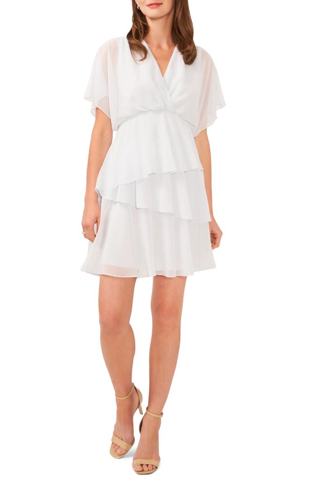 halogen(r) Flutter Sleeve Tiered Ruffle Chiffon Dress in Skywriting Cover