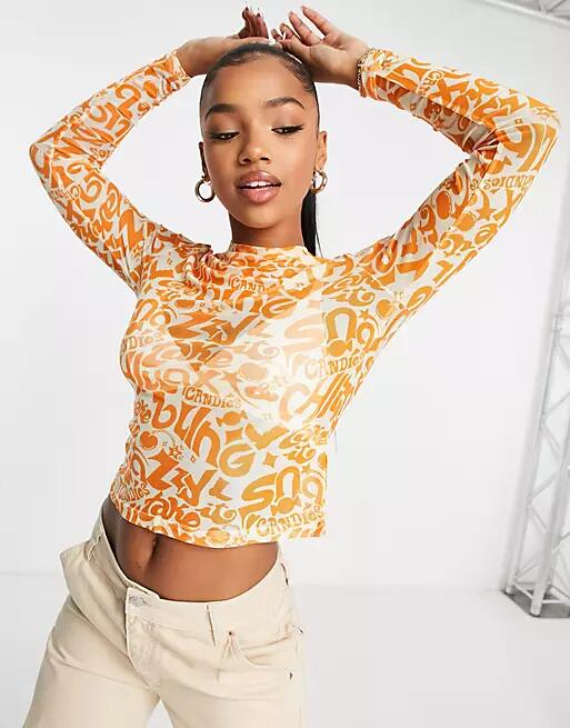 Urban Revivo printed long sleeve t-shirt in orange-Yellow Cover