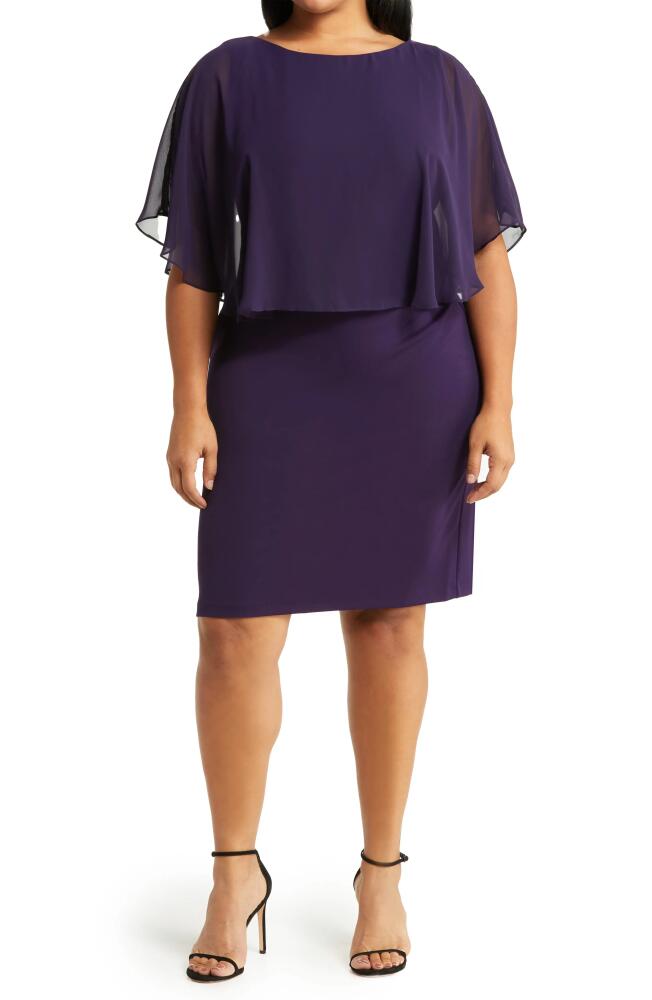 Connected Apparel Cape Sleeve A-Line Dress in Eggplant Cover