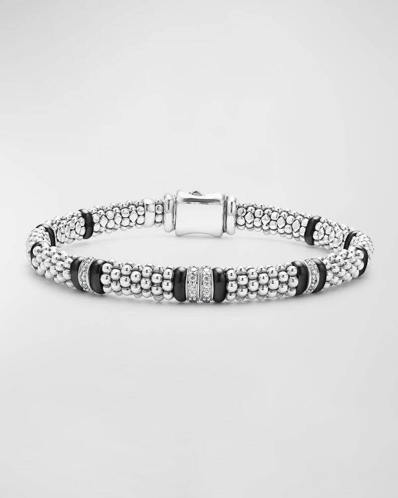 LAGOS Black Caviar Ceramic and Diamond 4-Link Reverse 6mm Rope Bracelet Cover