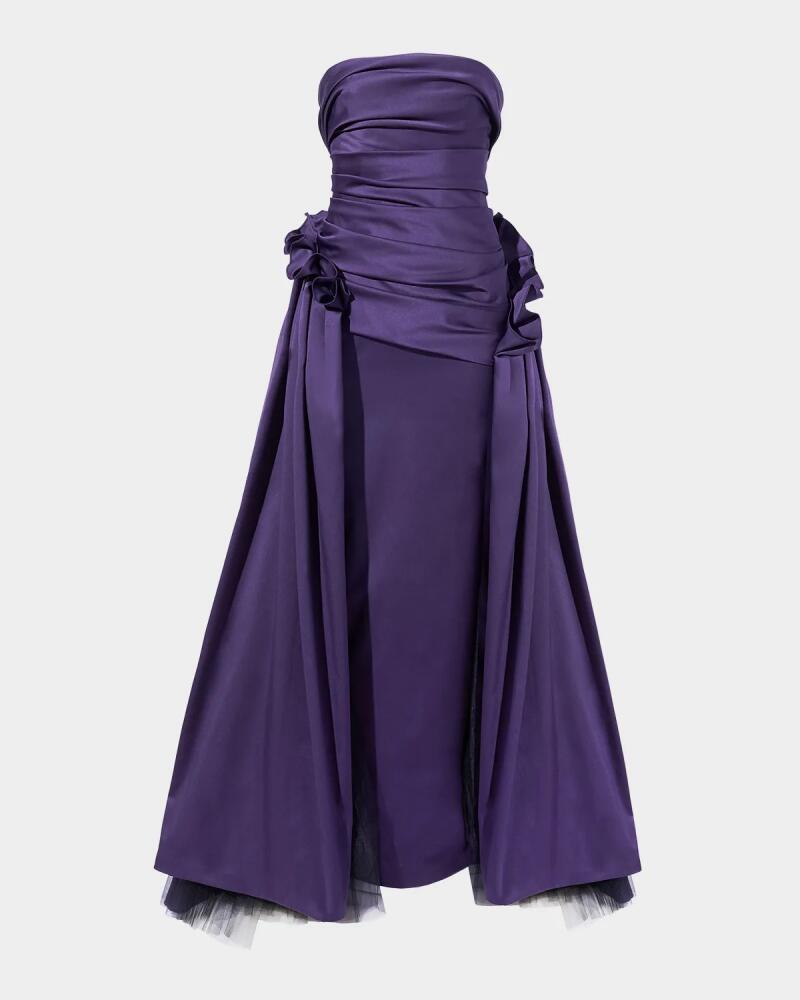 Carolina Herrera Draped Strapless Column Gown With Gathered Overskirt Cover