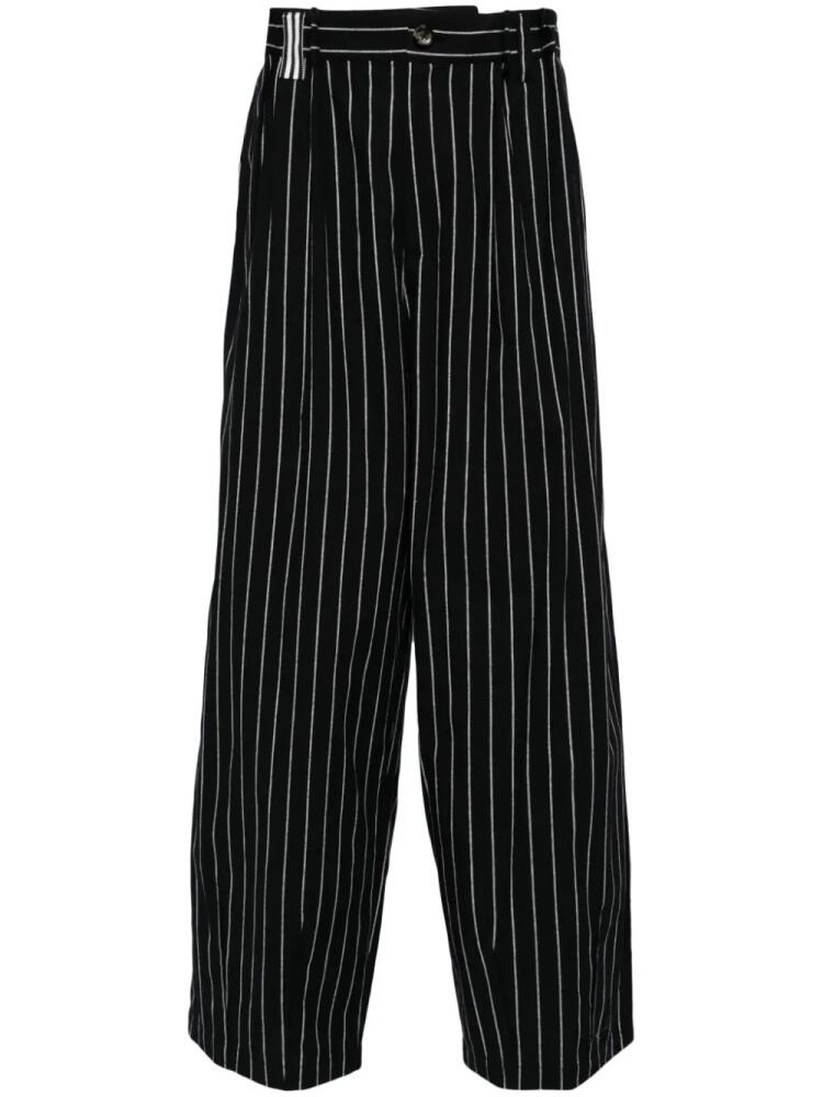 marina yee pinstripe-pattern wide-leg trousers - Black Cover