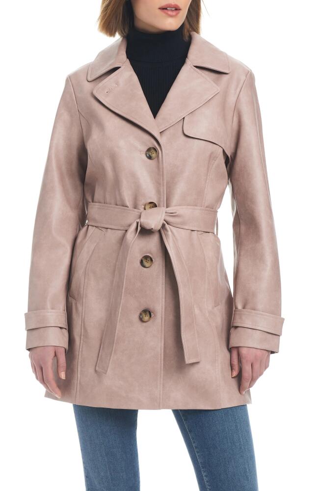 Sanctuary Faux Leather Trench Coat in Distressed Rose Smoke Cover