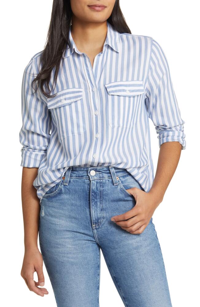 beachlunchlounge Finley Stripe Button-Up Shirt in Slate Blue Cover