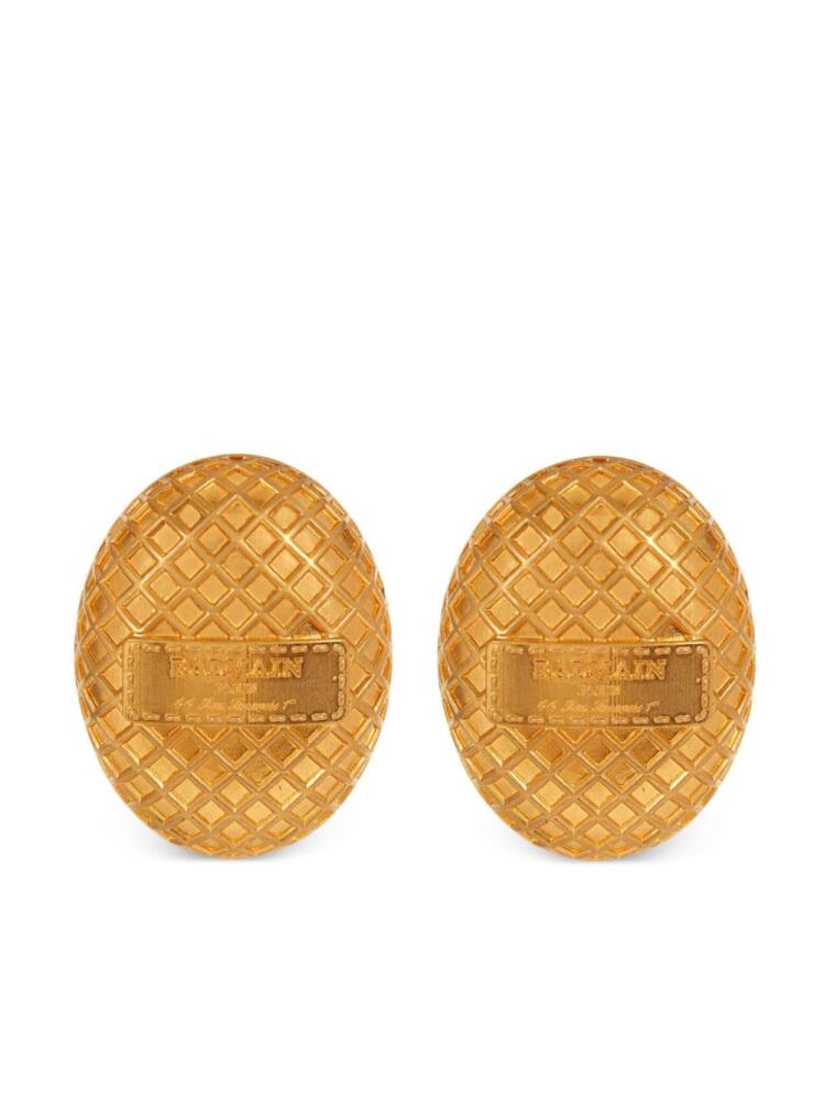 Balmain Signature Grid earrings - Gold Cover