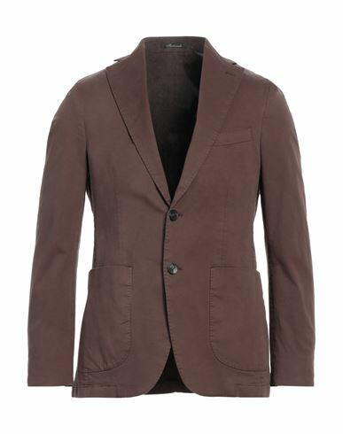 Iesse Man Blazer Dark brown Cotton, Elastane Cover