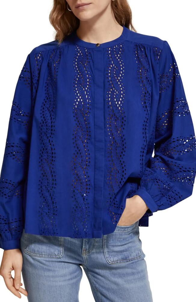 Scotch & Soda Broiderie Anglaise Shirt in Electric Blue Cover