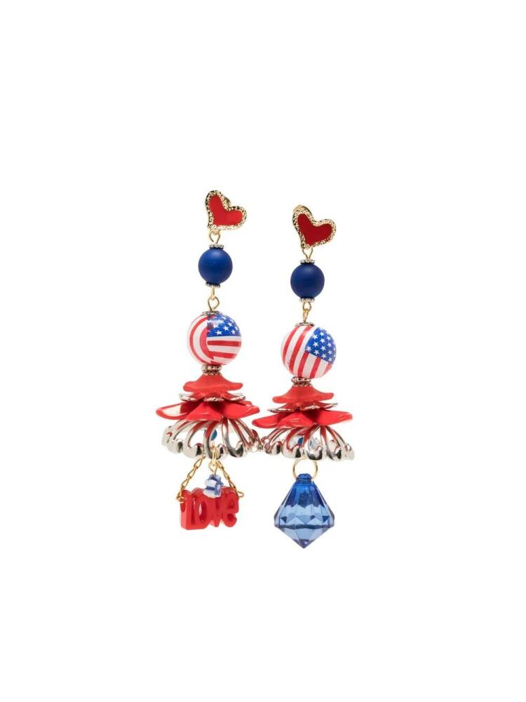 Amir Slama American-flag statement drop earrings - Red Cover