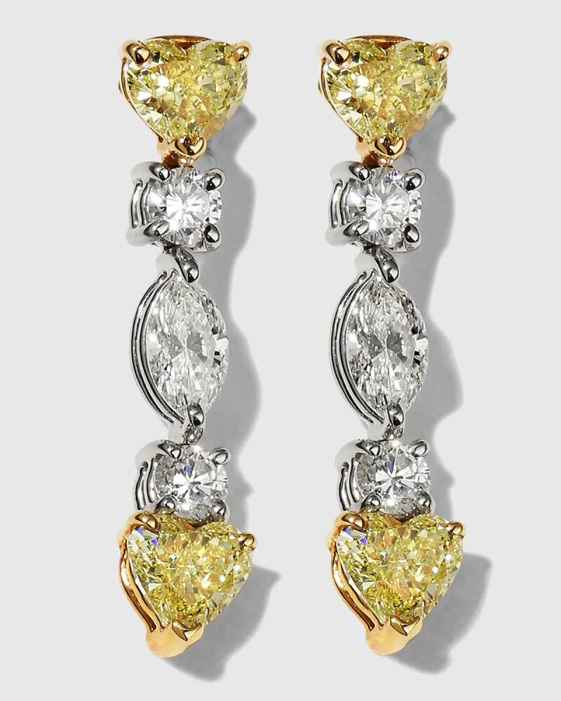 Bayco Platinum Fancy Yellow and White Diamond Earrings Cover