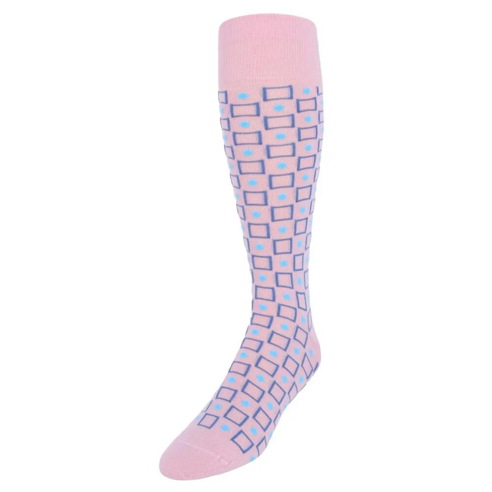 Trafalgar Aurelien Square and Circle Patterned Mercerized Cotton Mid-Calf Socks in Pink Cover