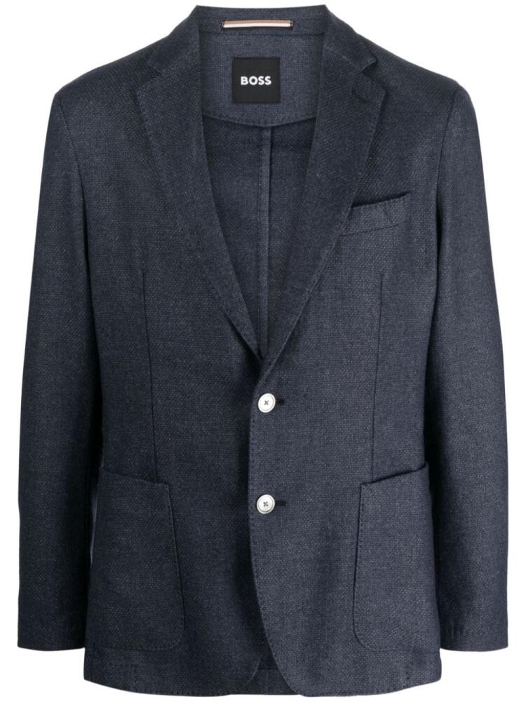 BOSS notched-lapel single-breasted blazer - Blue Cover