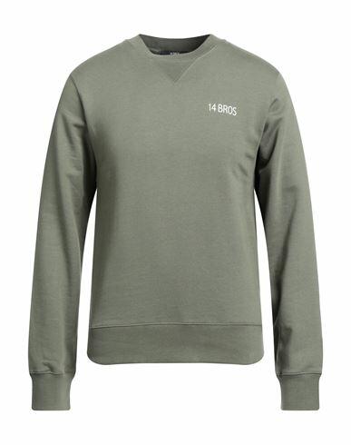 14bros Man Sweatshirt Military green Cotton Cover