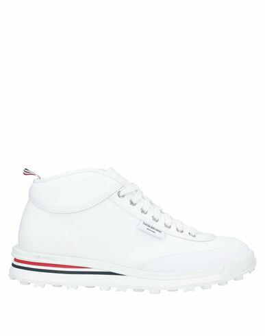 Thom Browne Man Sneakers White Textile fibers, Soft Leather Cover