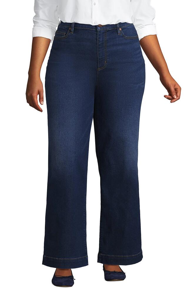 Lands' End Plus Size Recover High Rise Wide Leg Blue Jeans in Royal Indigo Cover