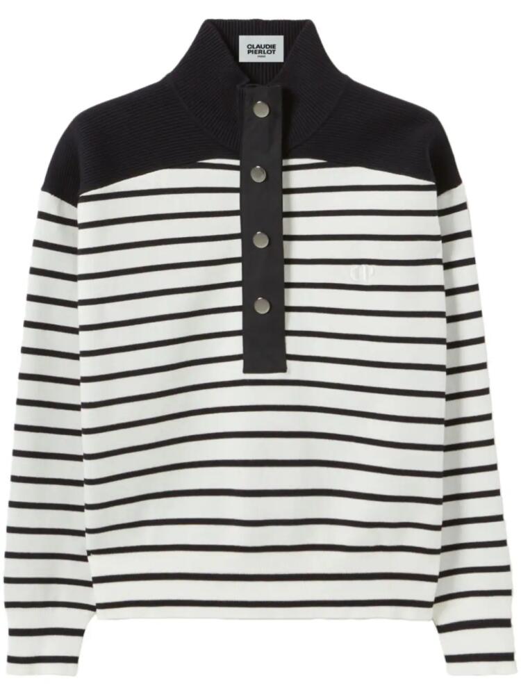 Claudie Pierlot elbow-patch striped sweatshirt - White Cover