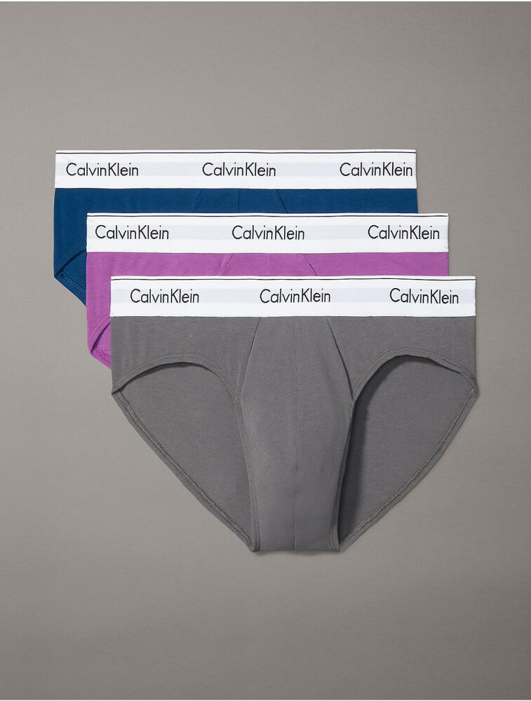 Calvin Klein Men's Modern Cotton Stretch 3 Pack Hip Brief - Blue Cover