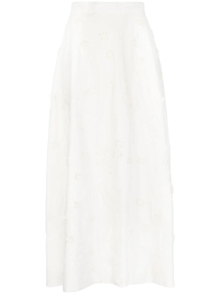 Elie Saab embroidered cotton midi skirt - White Cover