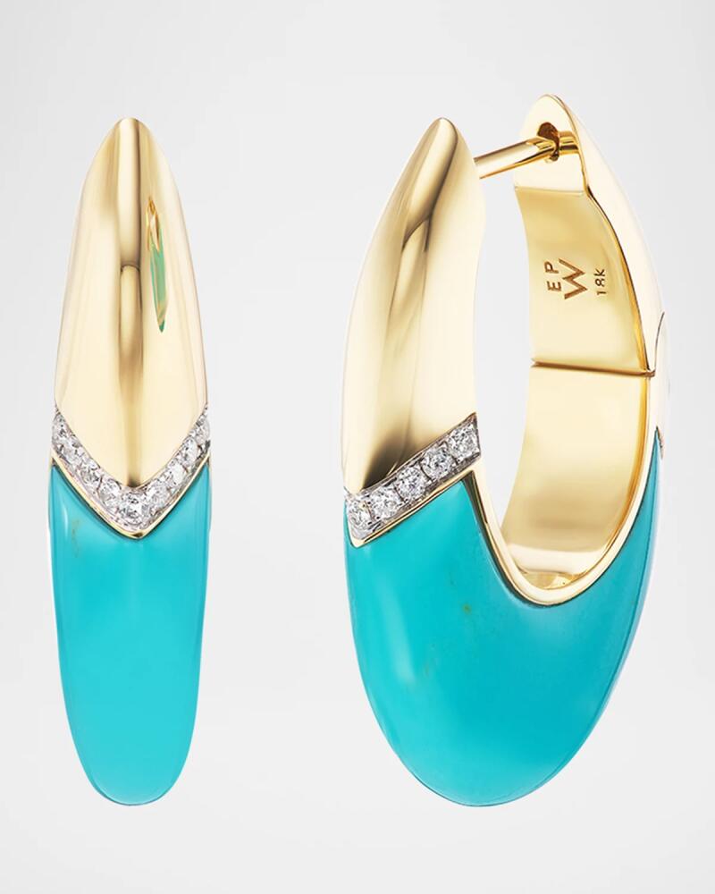 Emily P. Wheeler 18K Yellow Gold Oval Earrings with Turquoise and Diamonds Cover