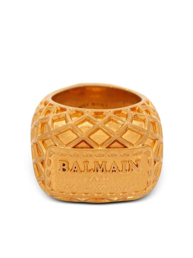 Balmain Signature embossed-finish ring - Gold Cover