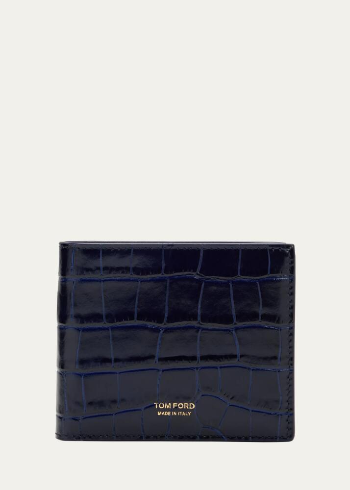 TOM FORD Men's Bi-Fold Crocodile-Print Leather Wallet Cover