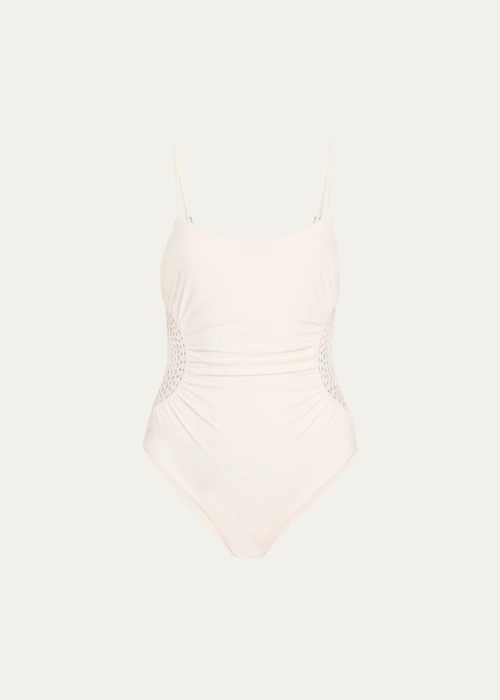 SIMKHAI Elliot Macrame Inset One-Piece Swimsuit Cover