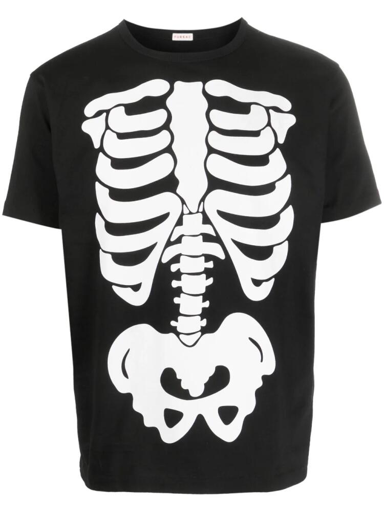 FURSAC skeleton-print cotton T-shirt - Black Cover